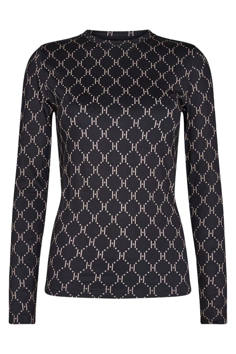 Hype The Detail Bluse Printed Blouse Black Beige
