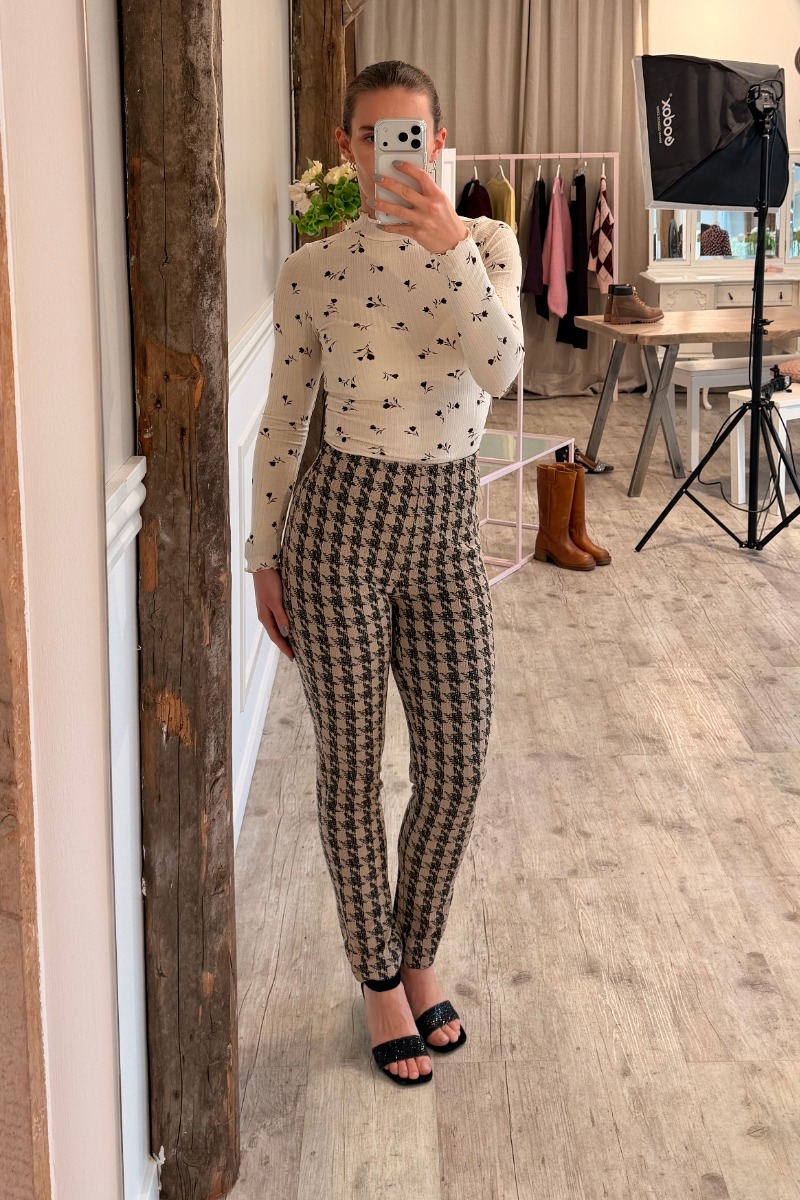 Ichi Bukser Kate Houndstooth Pa Doeskin Houndstooth