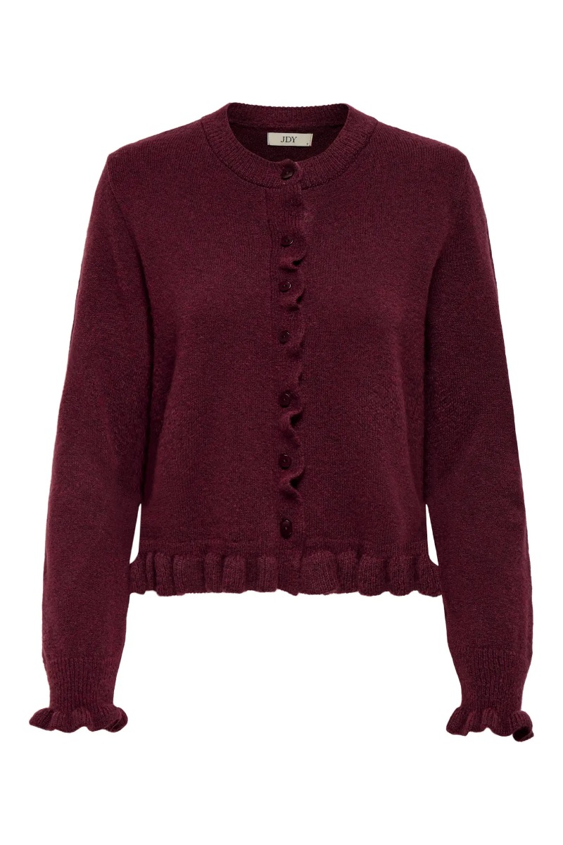 Jdy Cardigan Letty On Frill Cardigan Maroon Banner Melange