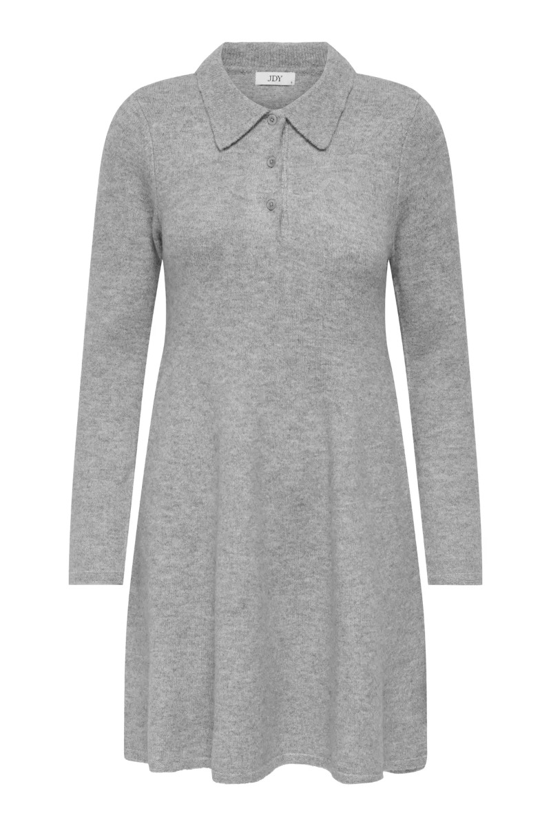 Jdy Kjole Rosemary Life Collar Dress Light Grey Melange