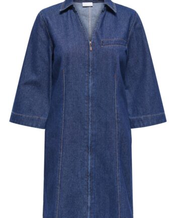 Jdy Kjole Sally Zip Stitch     Dress Dark Blue Denim