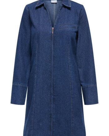 Jdy Kjole Sally Zip Stitch     Dress Dark Blue Denim