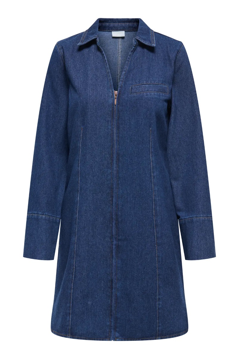 Jdy Kjole Sally Zip Stitch Dress Dark Blue Denim