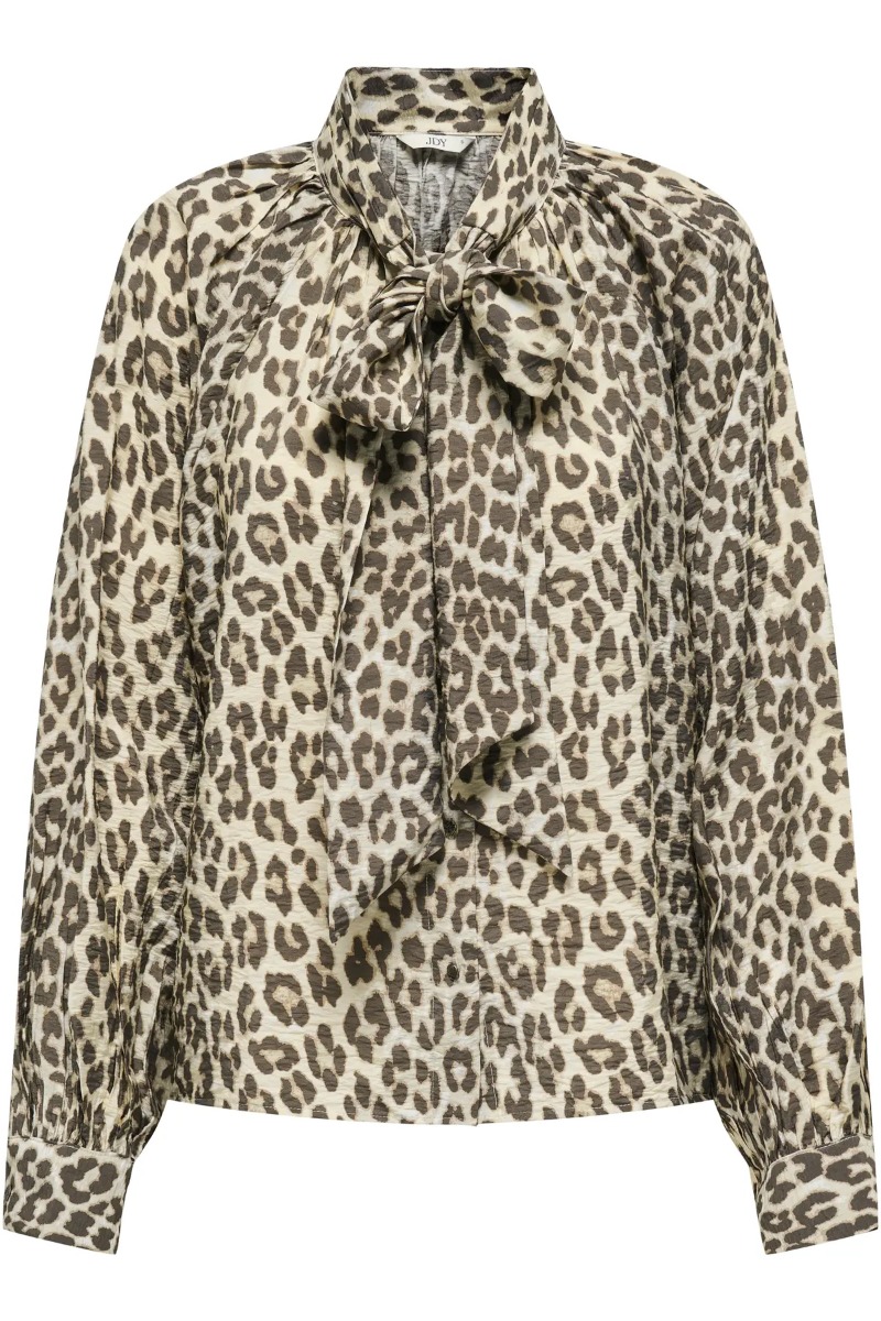 Jdy Skjorte Beatrice Life Bow Shirt Birch Brown Leo