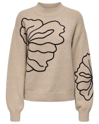 Jdy Strik Jella     Flower Pullover Cement Melange