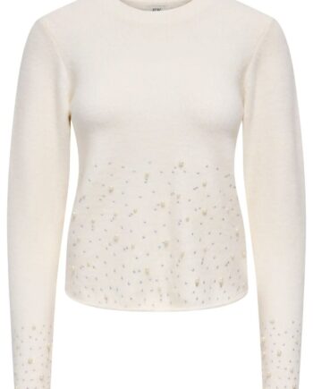 Jdy Strik Pearl      -neck Pearl Pullover White