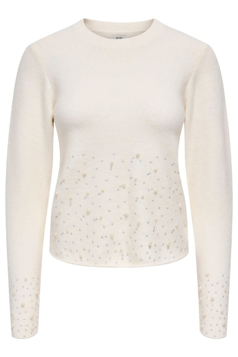 Jdy Strik Pearl -neck Pearl Pullover White