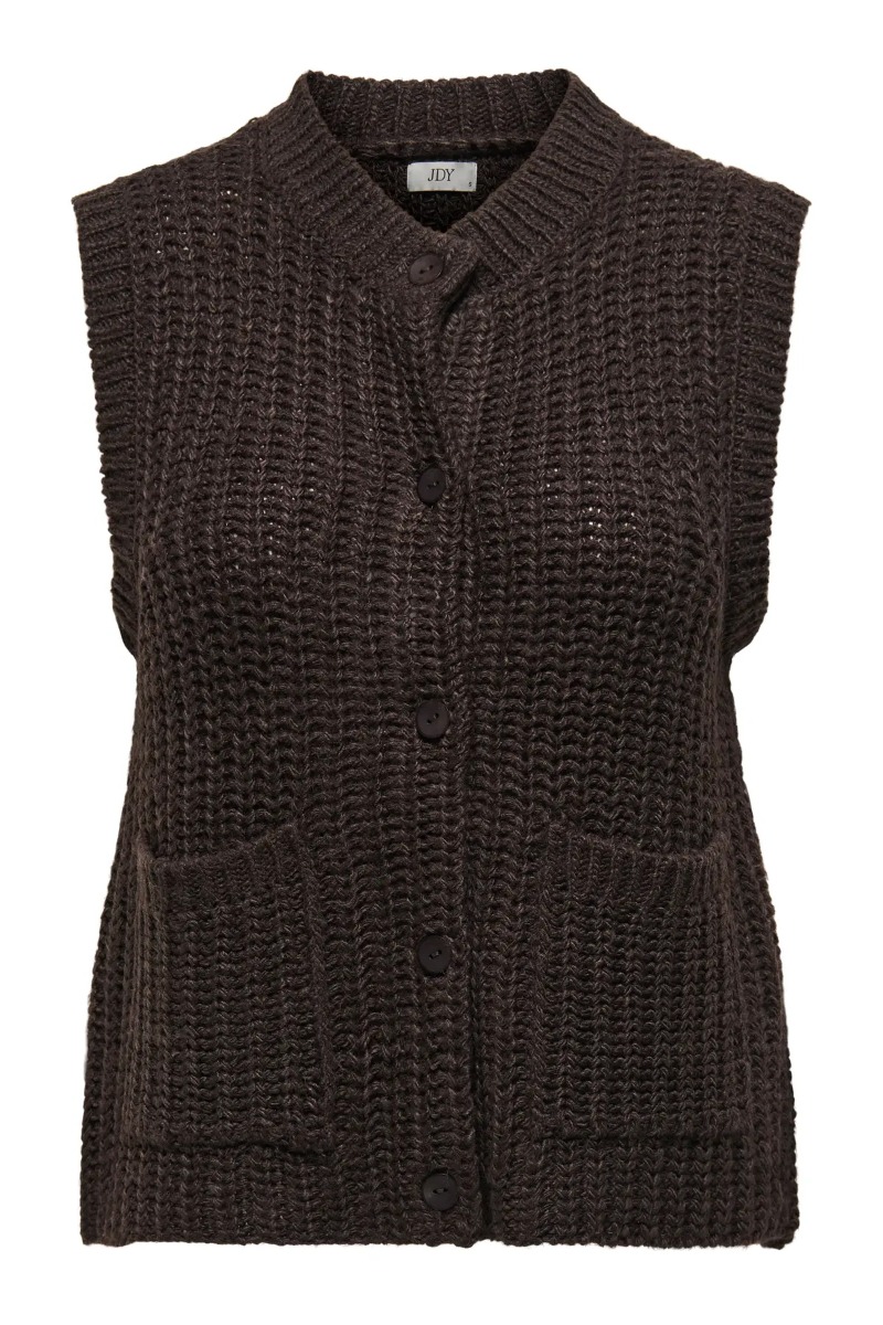 Jdy Vest Mabel -neck Button Vest Chocolate Torte