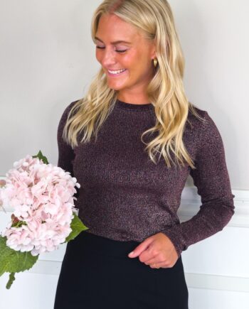 Loved By Lykke Bluse Ulla Ls Rib Blouse Glitter Wine