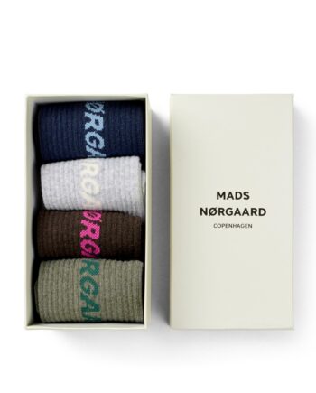 Mads Nørgaard Strømper Sock Box Logo Step Up Sock Box Navy Grey Brown Army