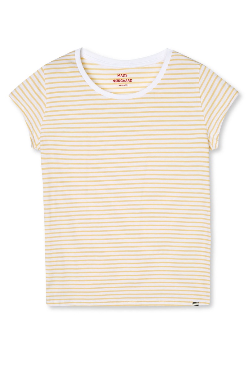 Mads Nørgaard -shirt Fine Jersey Stripe Teasy Tee Fav Brilliant White Straw