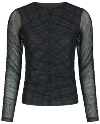 Neo Noir Bluse Bea Check Mesh Blouse Dark Grey