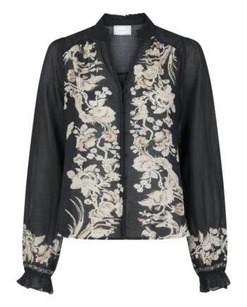 Neo Noir Bluse  Brise Printed Voile Blouse Navy