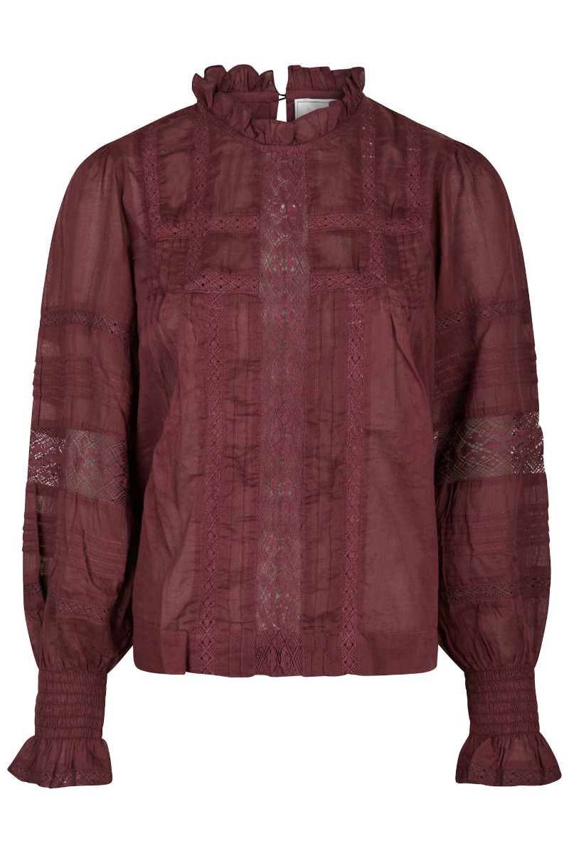 Neo Noir Bluse Ebba Voile Blouse Burgundy