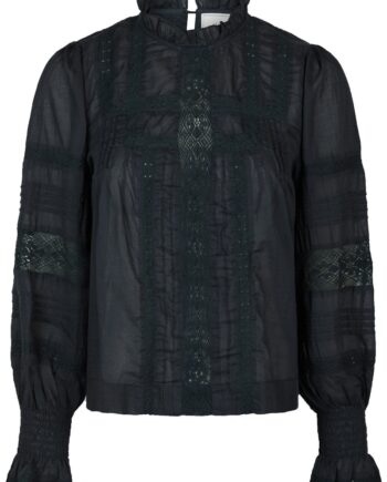 Neo Noir Bluse Ebba   Voile Blouse Navy