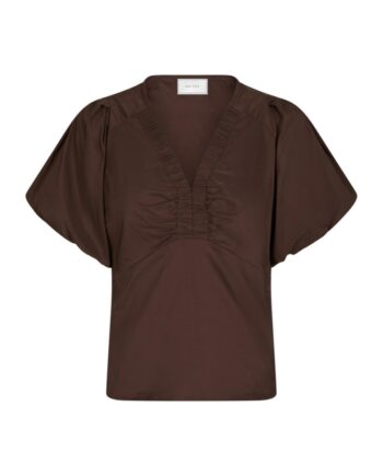 Neo Noir Bluse Irina Poplin Blouse Dark Brown
