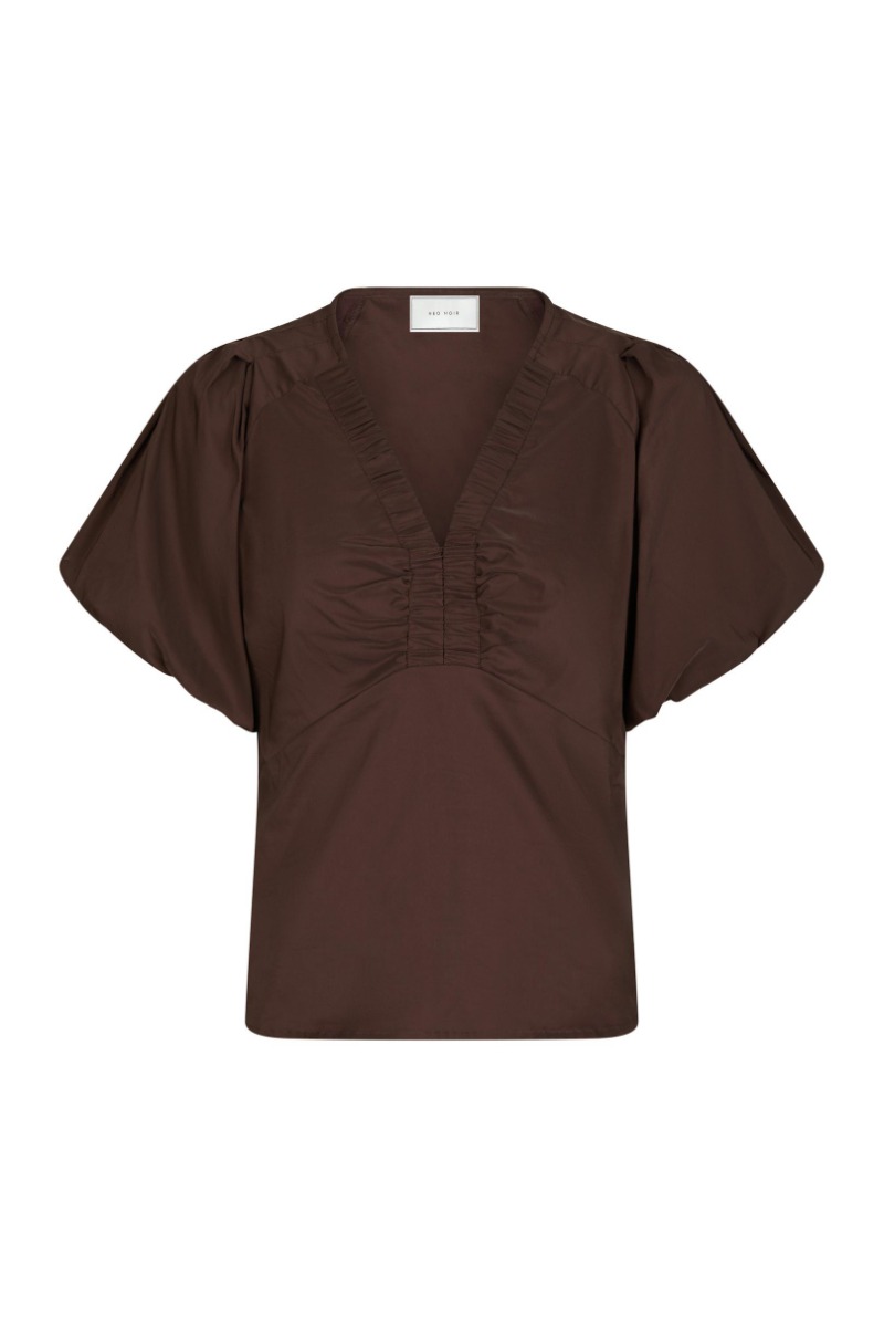 Neo Noir Bluse Irina Poplin Blouse Dark Brown