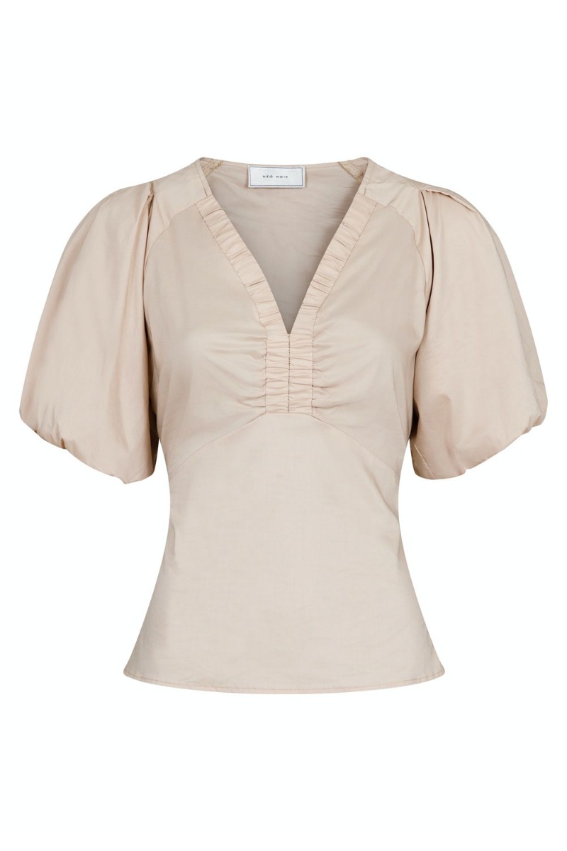 Neo Noir Bluse Irina Poplin Blouse Dark Sand