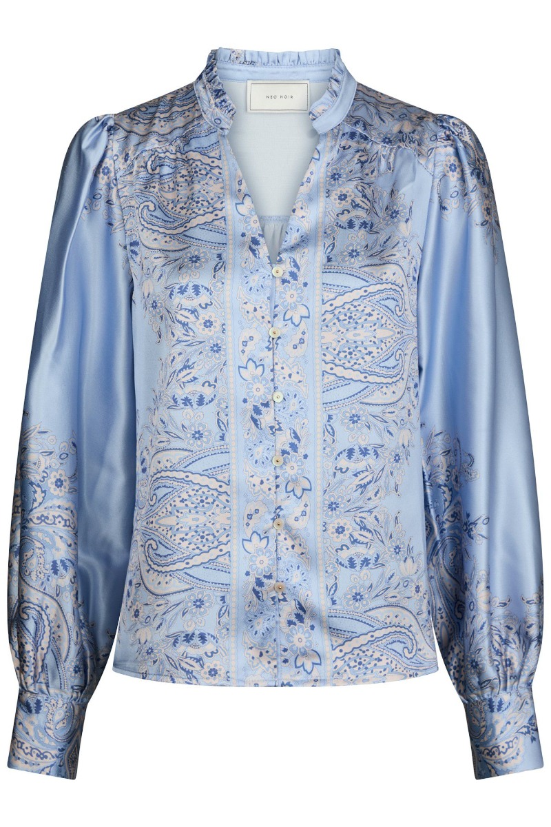 Neo Noir Bluse Massima Paisley Border Blouse Light Blue