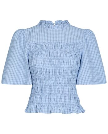 Neo Noir Bluse Possini Check Smock Blouse Light Blue