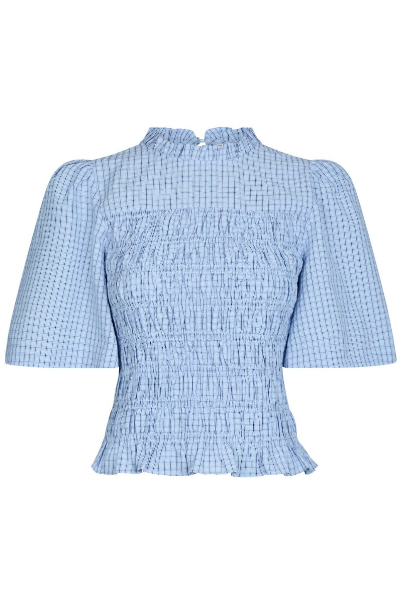 Neo Noir Bluse Possini Check Smock Blouse Light Blue