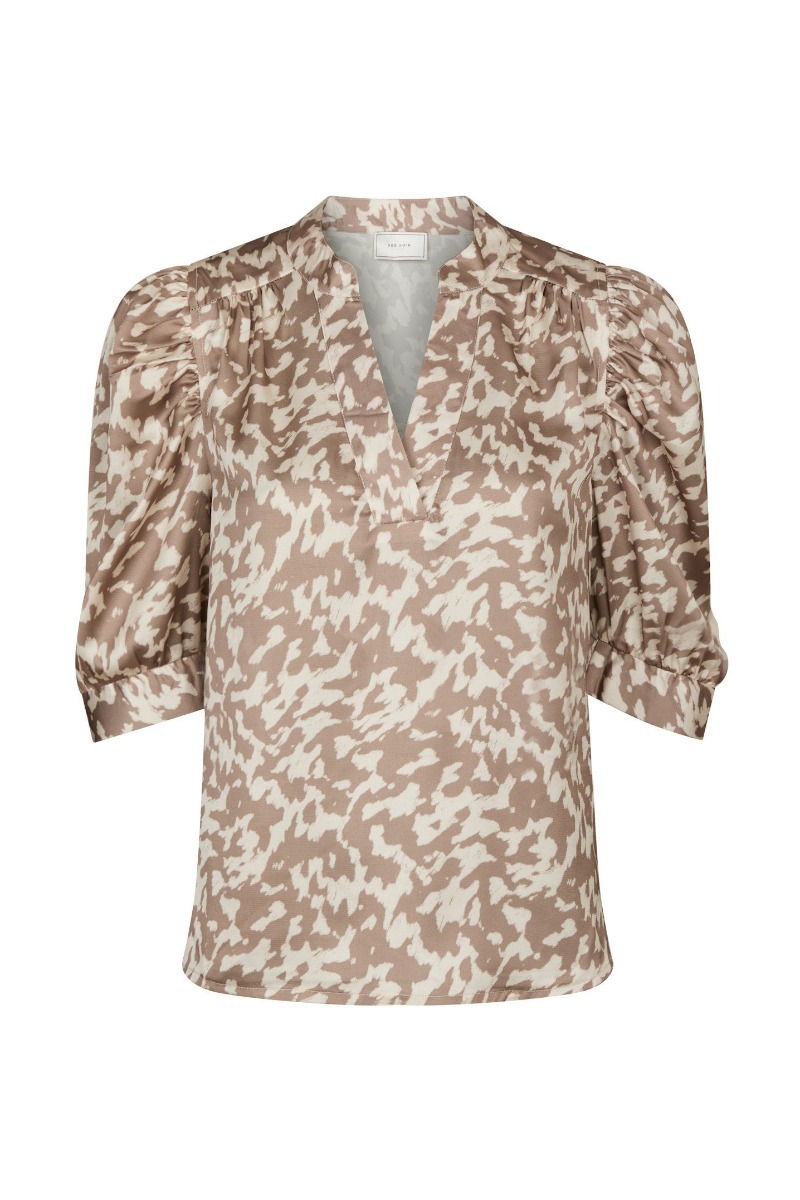 Neo Noir Bluse Roella Graphic Fade Blouse Dark Sand