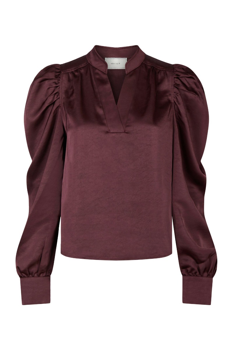 Neo Noir Bluse Rosslyn Heavy Sateen Blouse Burgundy