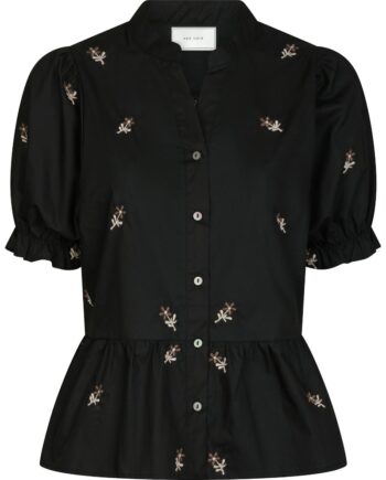 Neo Noir Bluse Savy Flower Emb Blouse Black