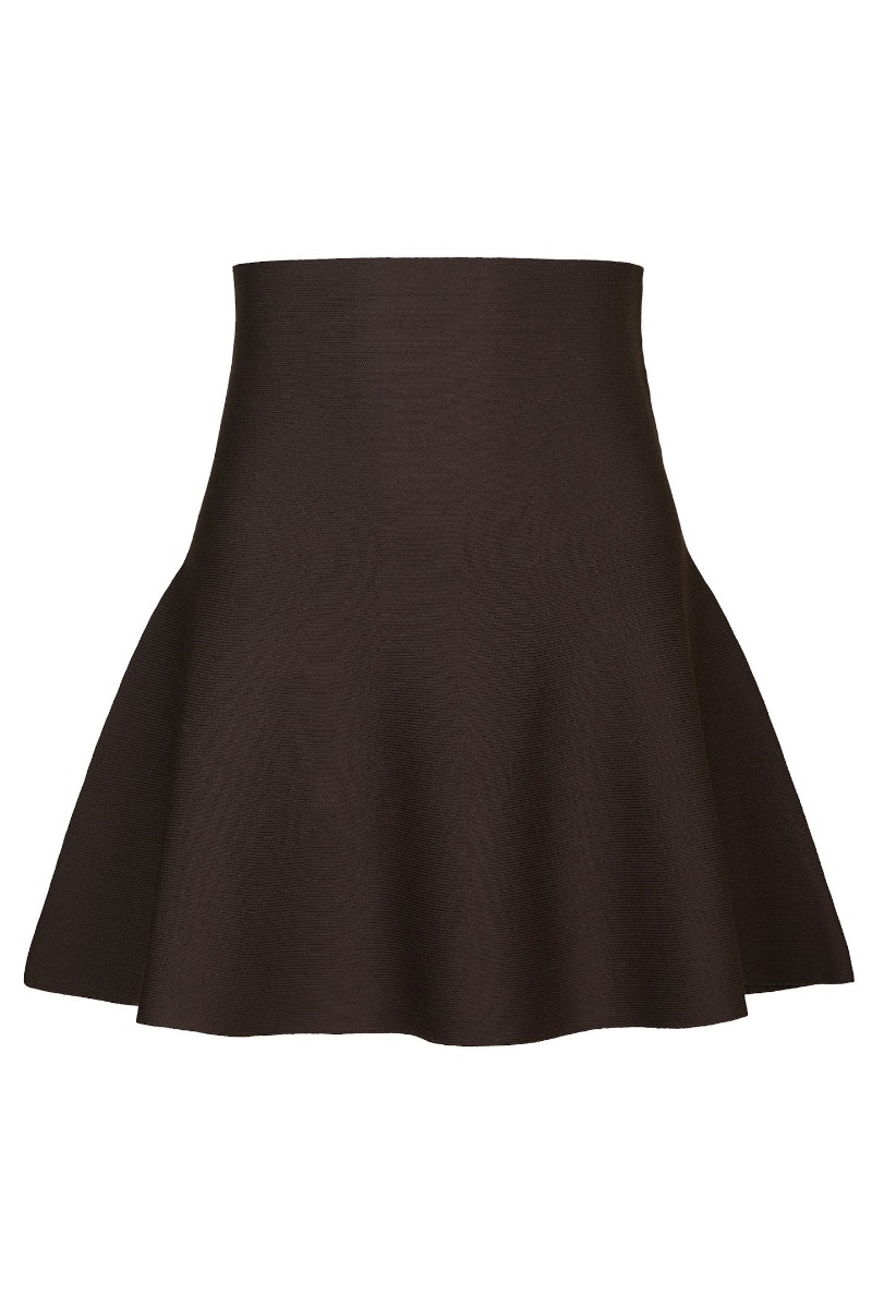 Neo Noir Nederdel Hanna Smooth Knit Skirt Dark Brown