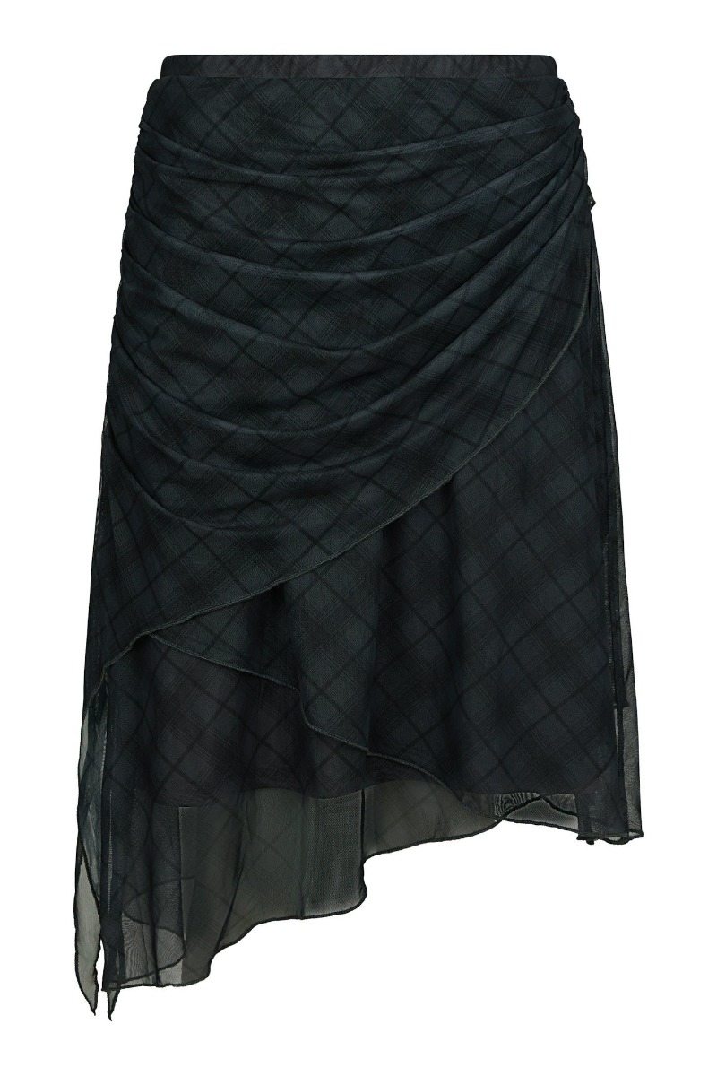 Neo Noir Nederdel Saffron Check Mesh Skirt Dark Grey