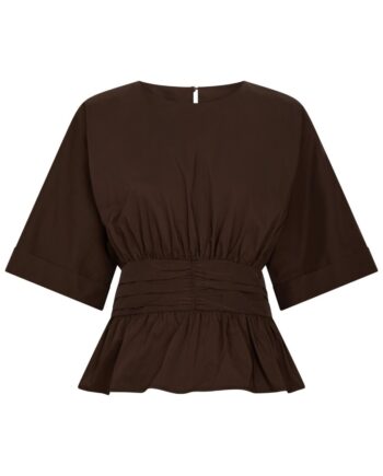Neo Noir Top Annegret Poplin Blouse Chocolate Brown