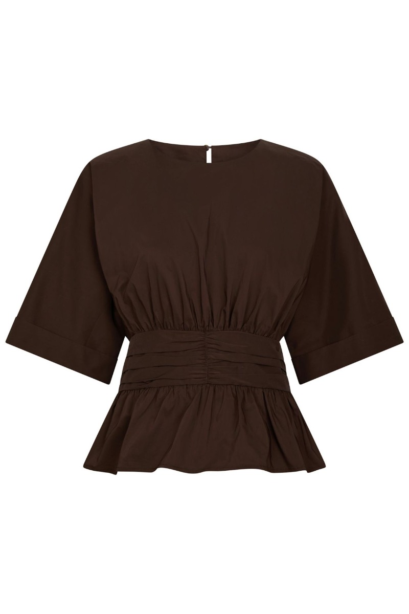 Neo Noir Top Annegret Poplin Blouse Chocolate Brown