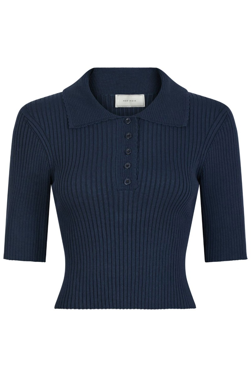 Neo Noir Top Balidira Knit Polo Navy