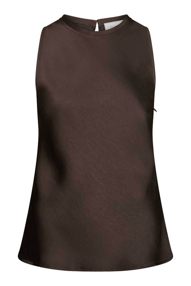Neo Noir Top Celina Heavy Sateen Top Dark Brown