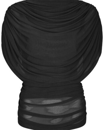 Neo Noir Top Cottuna Drapy Mesh Top Black  Levering Start Dec