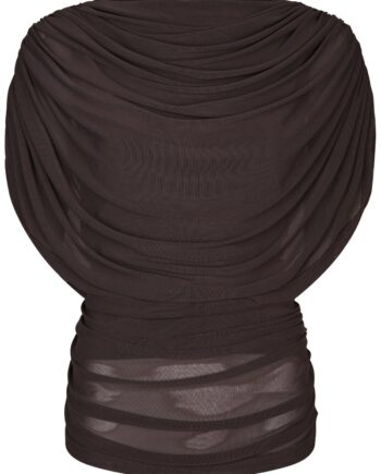 Neo Noir Top Cottuna Drapy Mesh Top Brown