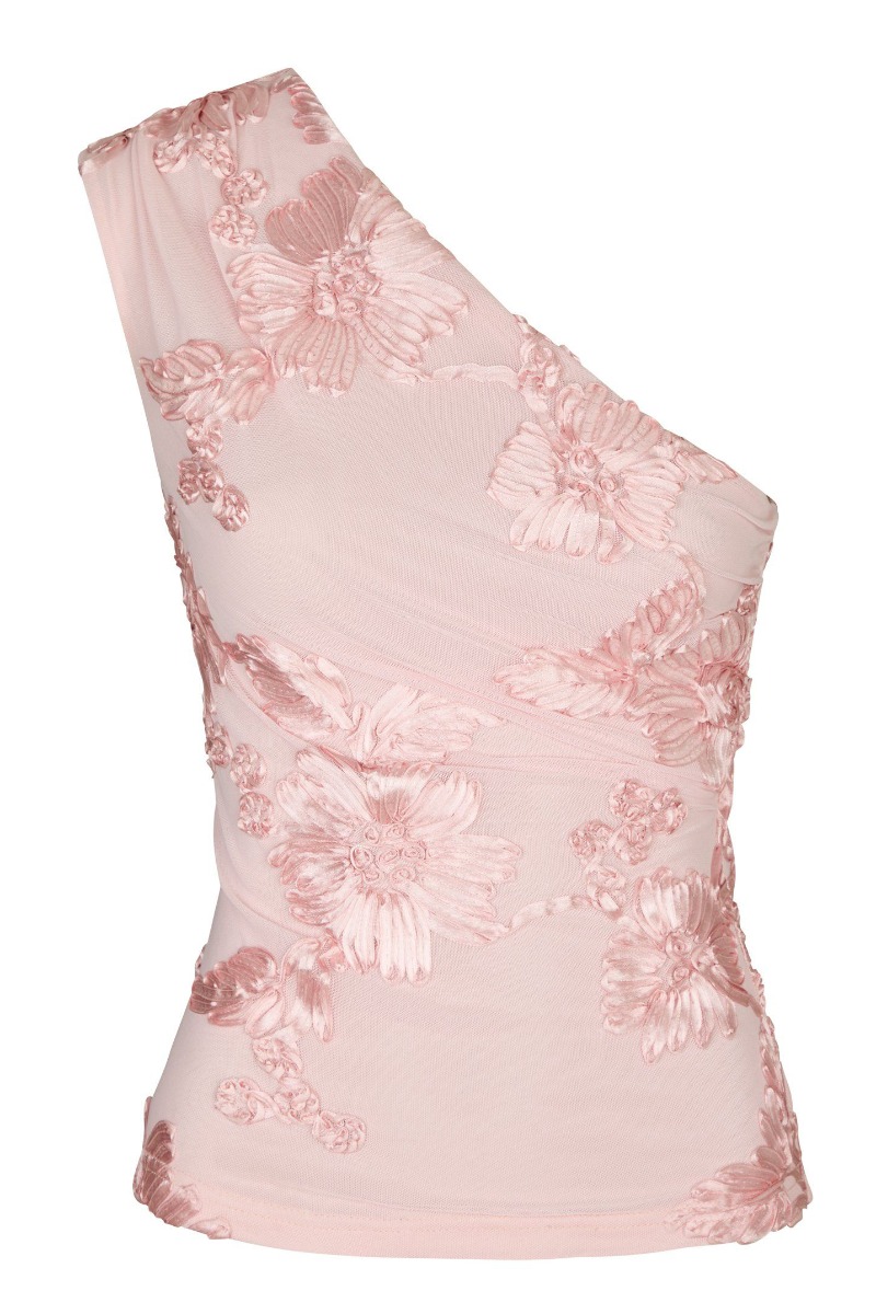 Neo Noir Top Florini Big Flower Mesh Top Light Pink