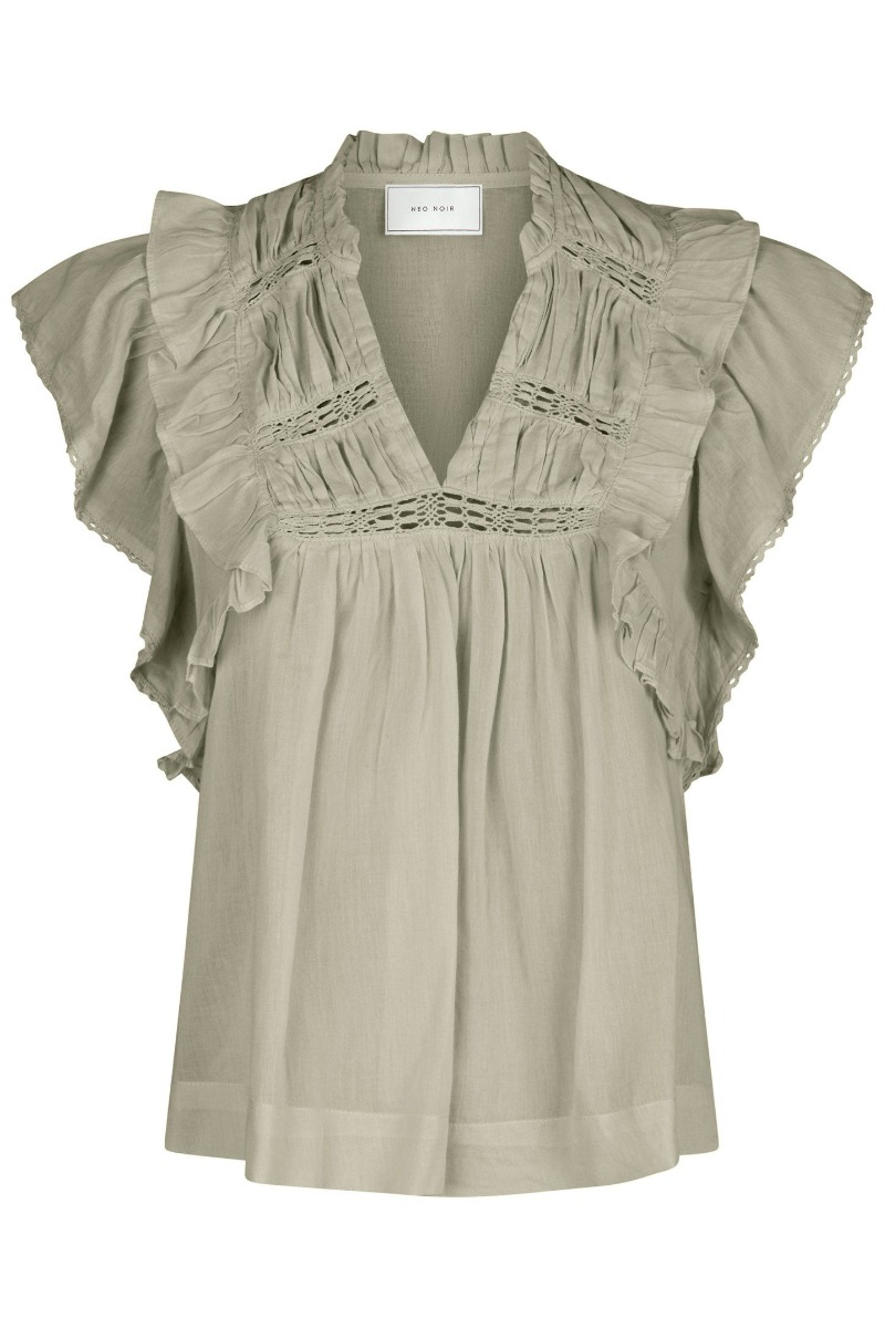 Neo Noir Top Jayla Voile Top Smoke Green