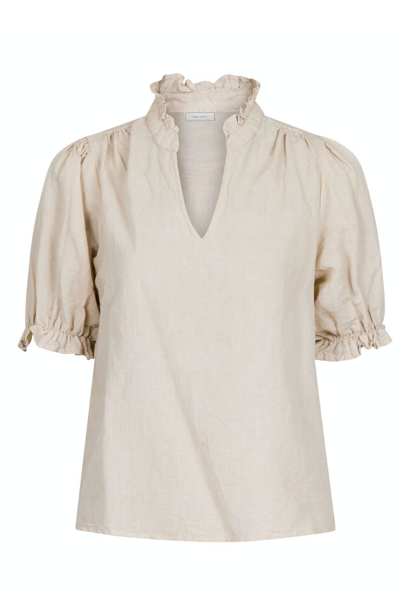 Neo Noir Top Odesa Linen Blouse Sand