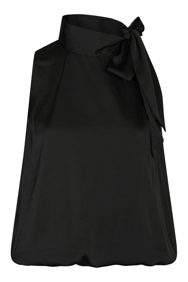 Neo Noir Top Veda Drapy Satin Top Black