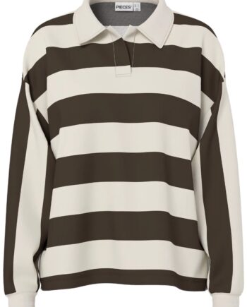Pieces Bluse Filucca Ls Loose Polo Shirt Delicioso Birch  Levering Midt December