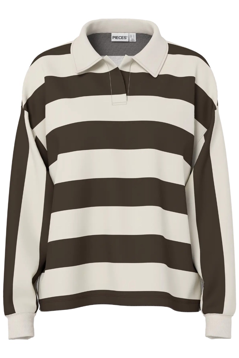 Pieces Bluse Filucca Ls Loose Polo Shirt Delicioso Birch Levering Midt December