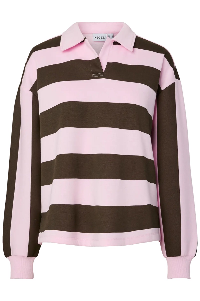 Pieces Bluse Filucca Ls Loose Polo Shirt Delicioso Pink Tulle Levering Midt November