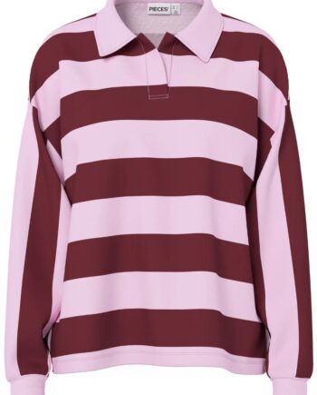 Pieces Bluse Filucca Ls Loose Polo Shirt Tawny Port Pink Tulle  Levering Midt December