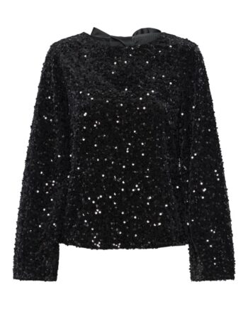 Pieces Bluse Kam Ls Deep Back Bow Top Black