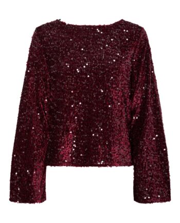 Pieces Bluse Kam Ls Deep Back Bow Top Tawny Port
