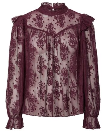 Pieces Bluse Nussa Ls Lace Blouse Winetasting  Levering Midt November