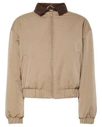 Pieces Jakke Jorma Short Padded Bomber Jacket Greige Hot Fudge