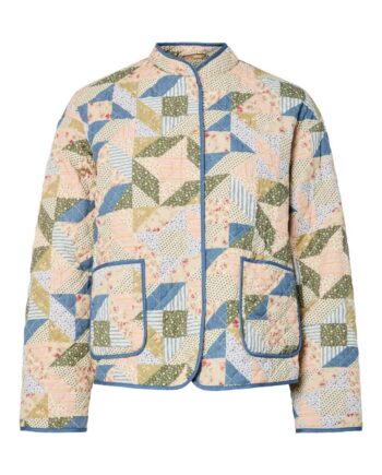 Pieces Jakke Rikke Quilted Jacket Birch Patchwork