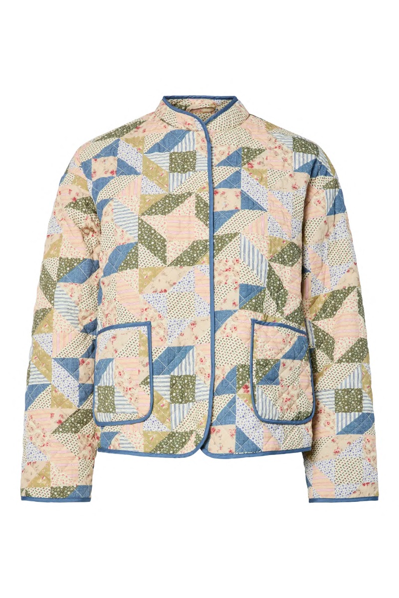 Pieces Jakke Rikke Quilted Jacket Birch Patchwork